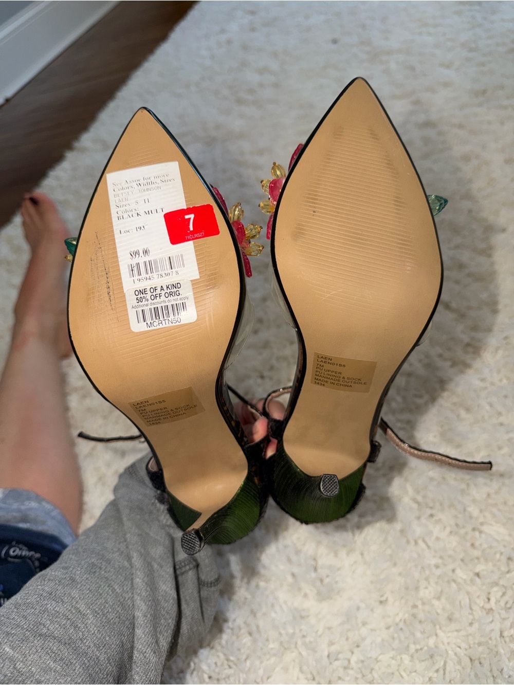 Betsy Johnson floral Ankle Strap Heels - Picture 2 of 9